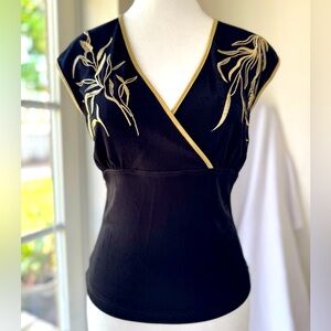 Black and Gold Embroidered Women's Top
